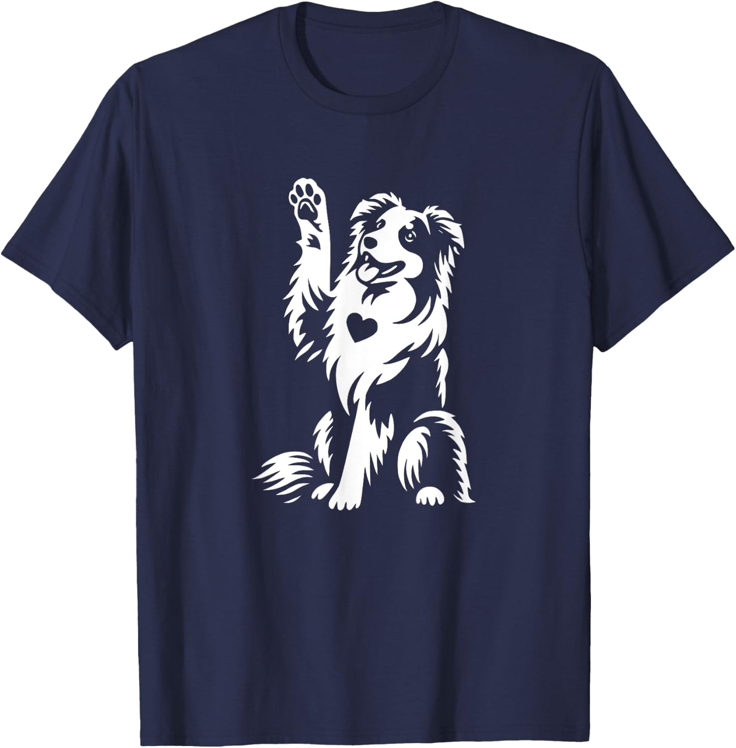 Cute Australian Shepherd Aussie Dog Heart Graphic Design T-Shirt - T-Shirt | Navy