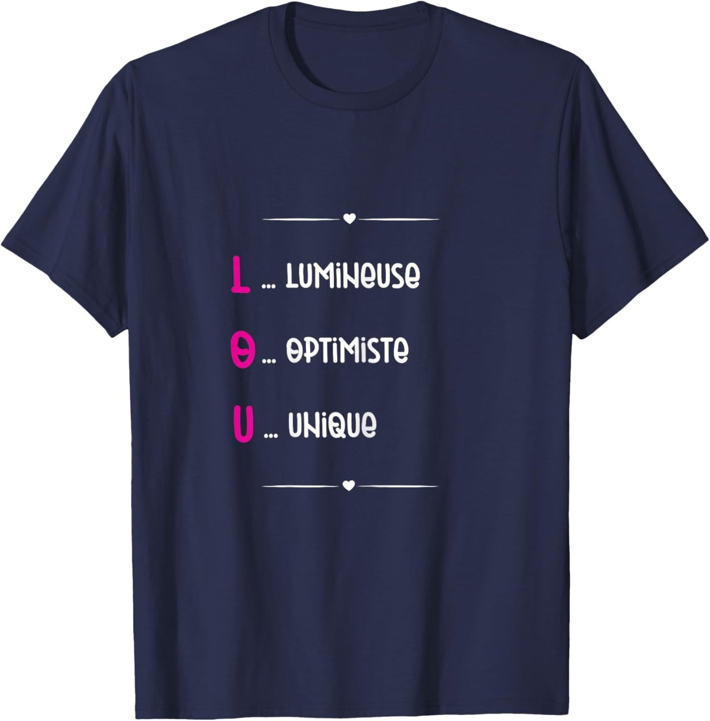 Lou Prenom Personnalisé Femme Cadeau Prenom Lou Girls' , Black T-Shirt - T-Shirt | Navy