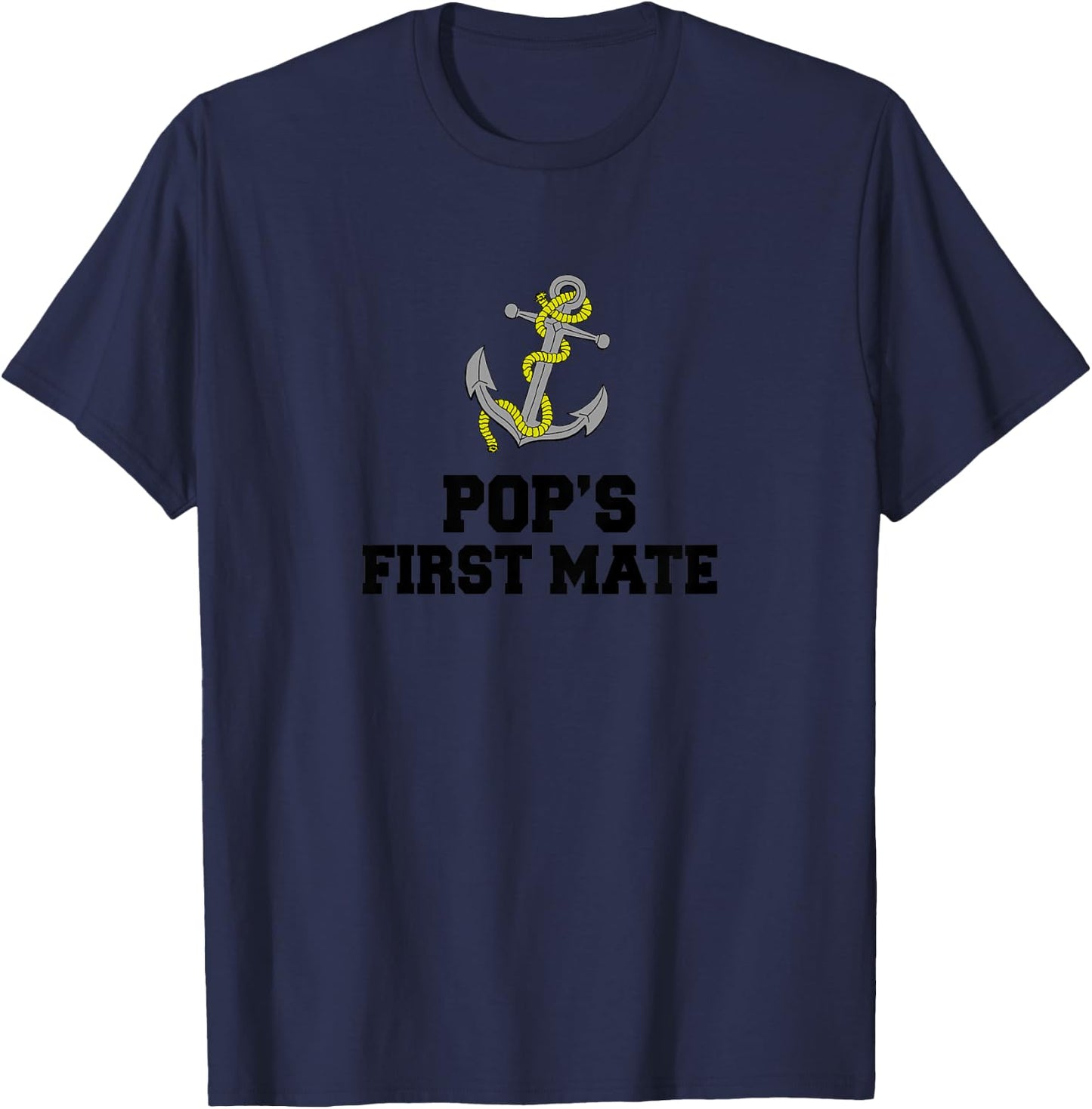 Kids Pop's First Mate Grandson Granddaughter Boat Grandpa T-Shirt - T-Shirt | Navy