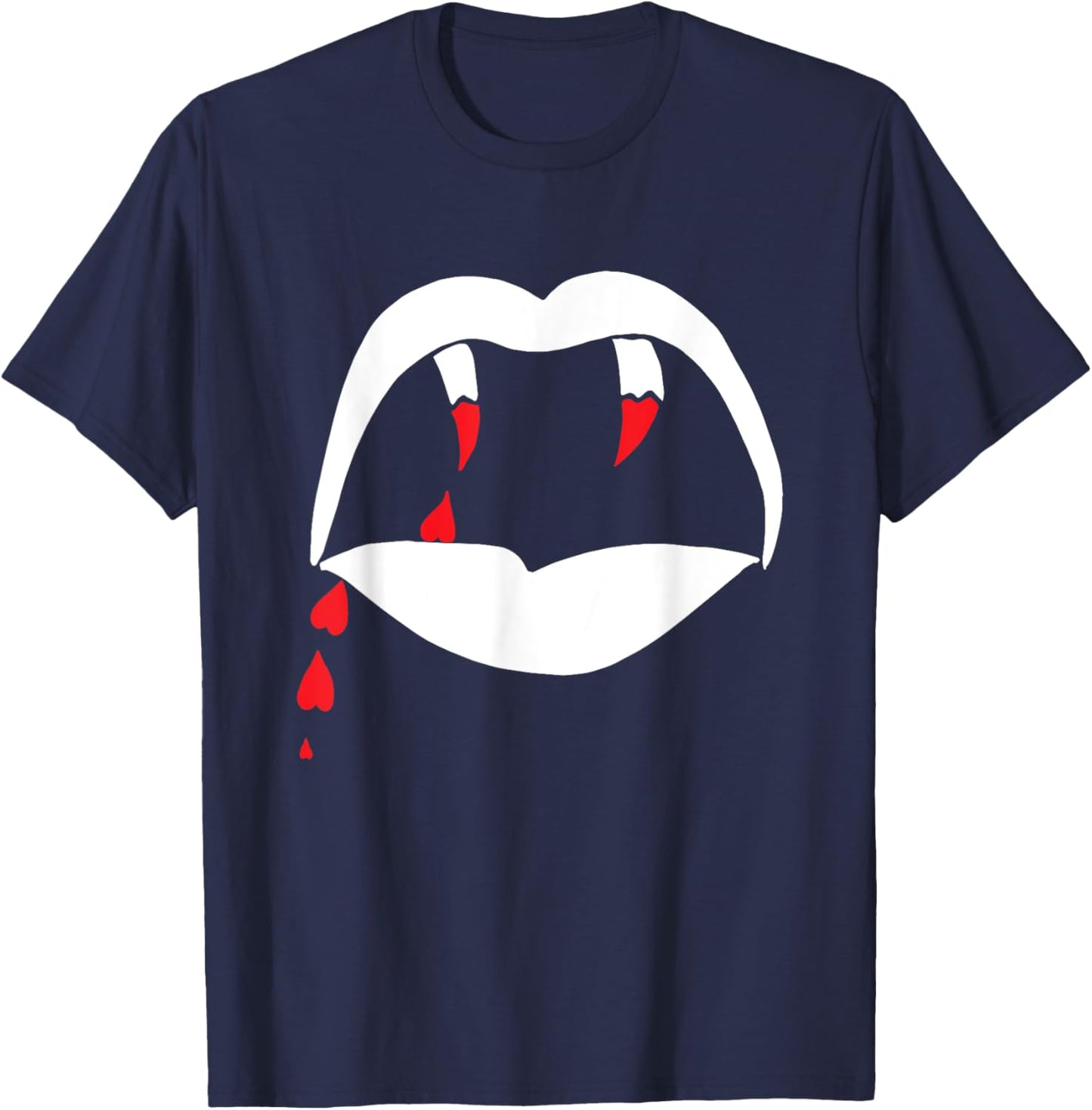 Vampire Lips & Teeth with Love Blood T-Shirt - T-Shirt | Navy