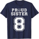 Custom Proud Football Sister Number 8 Personalized Women T-Shirt - T-Shirt | Navy