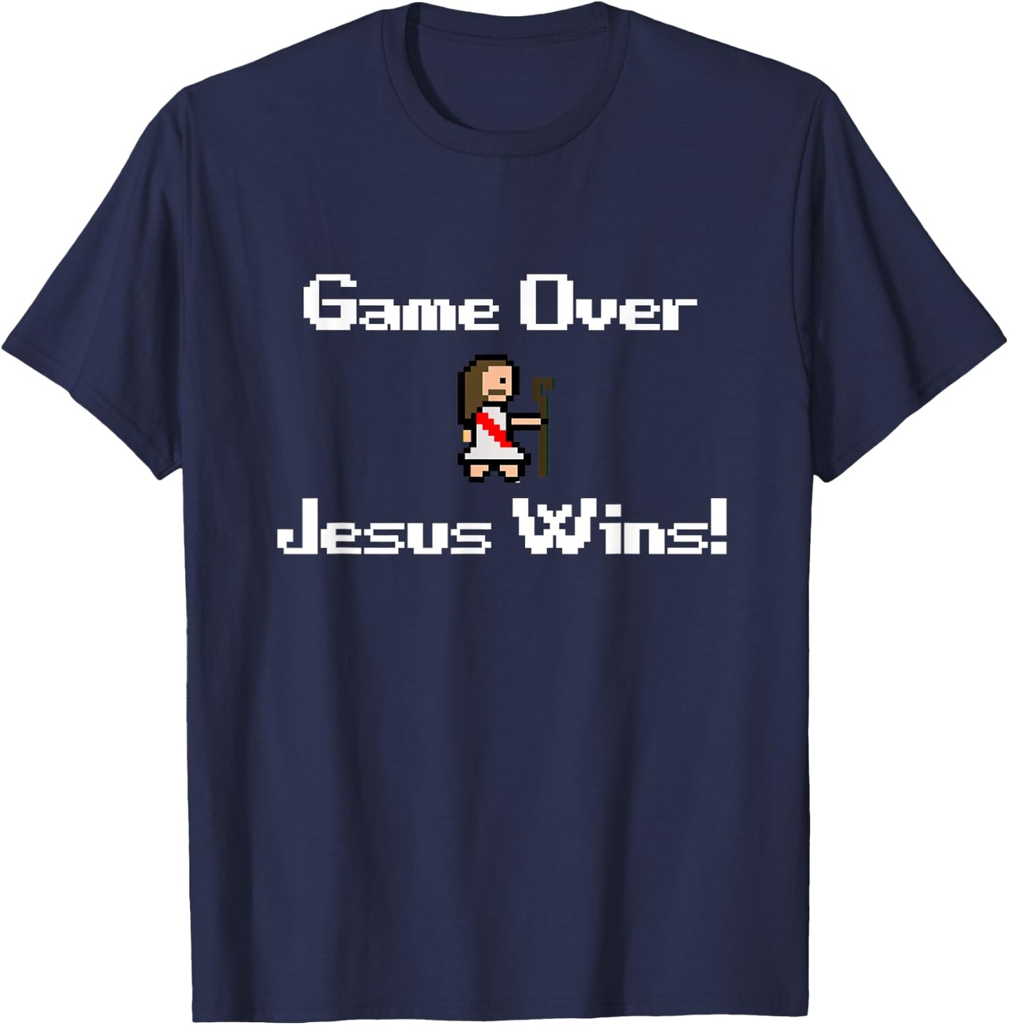 Funny Christian Game over Jesus wins, gaming, faith, bible T-Shirt - T-Shirt | Navy