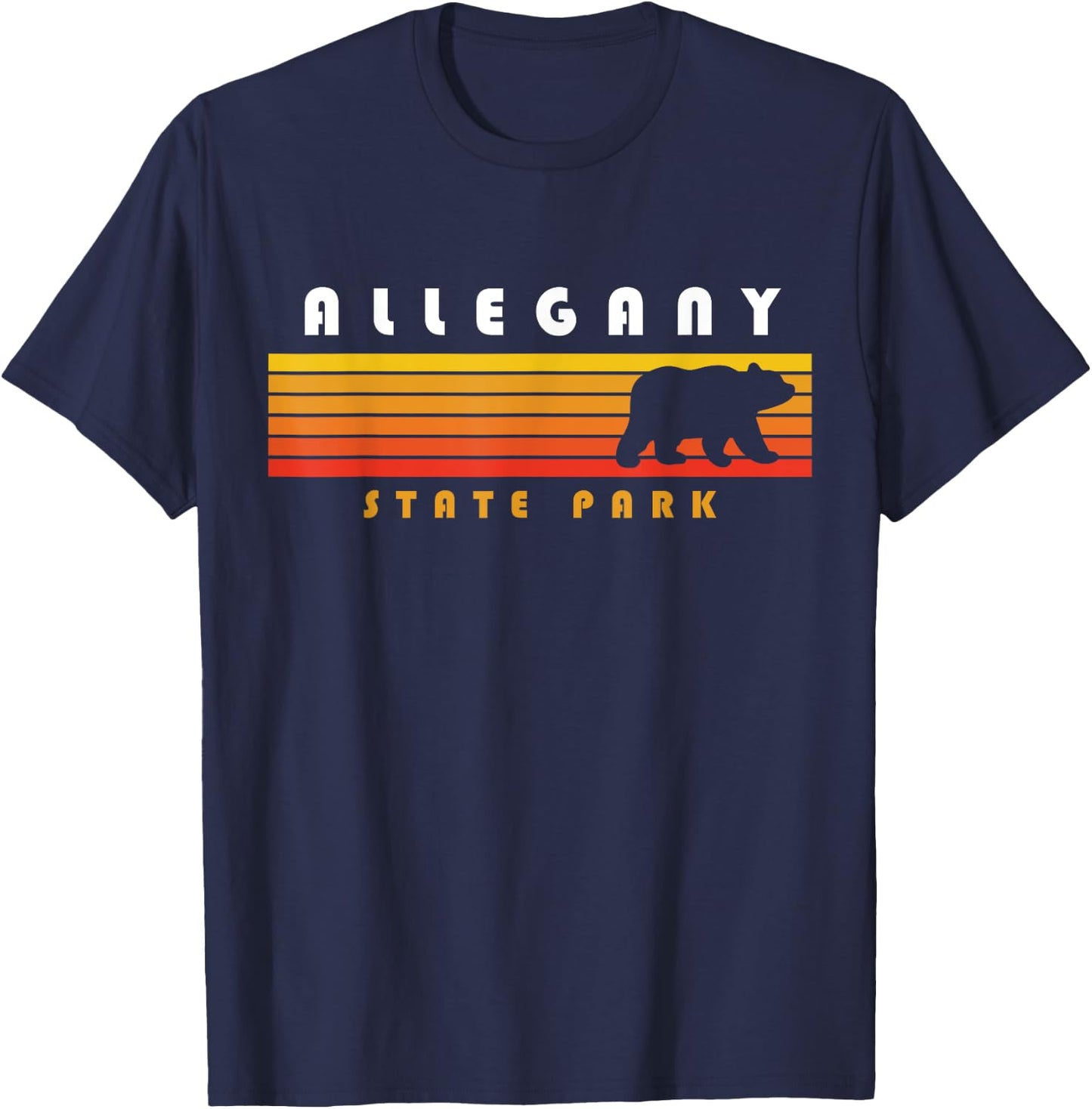 Allegany State Park Camping New York Bear Retro T-Shirt - T-Shirt | Navy