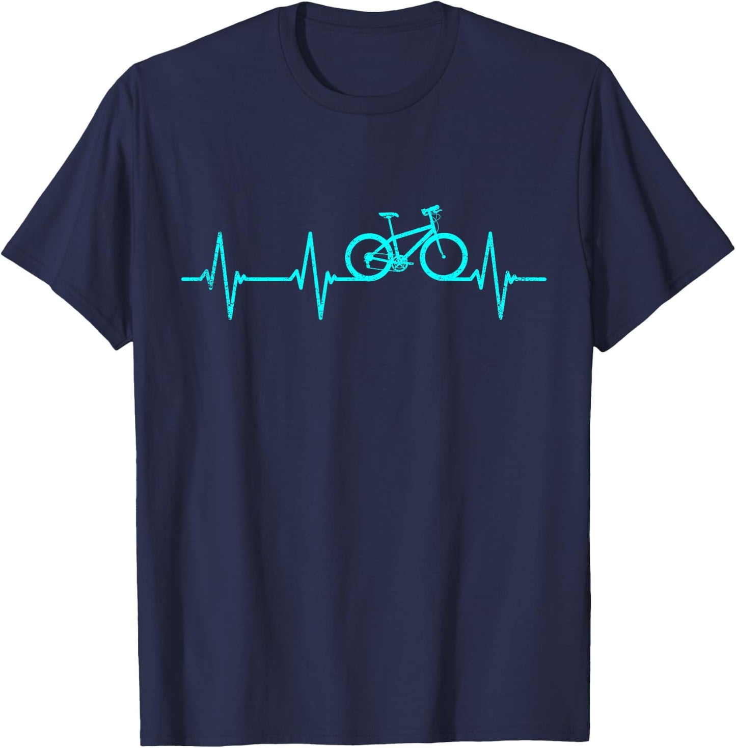 Mountain Bike Heartbeat Cycling Cool Bike T-Shirt - T-Shirt | Navy