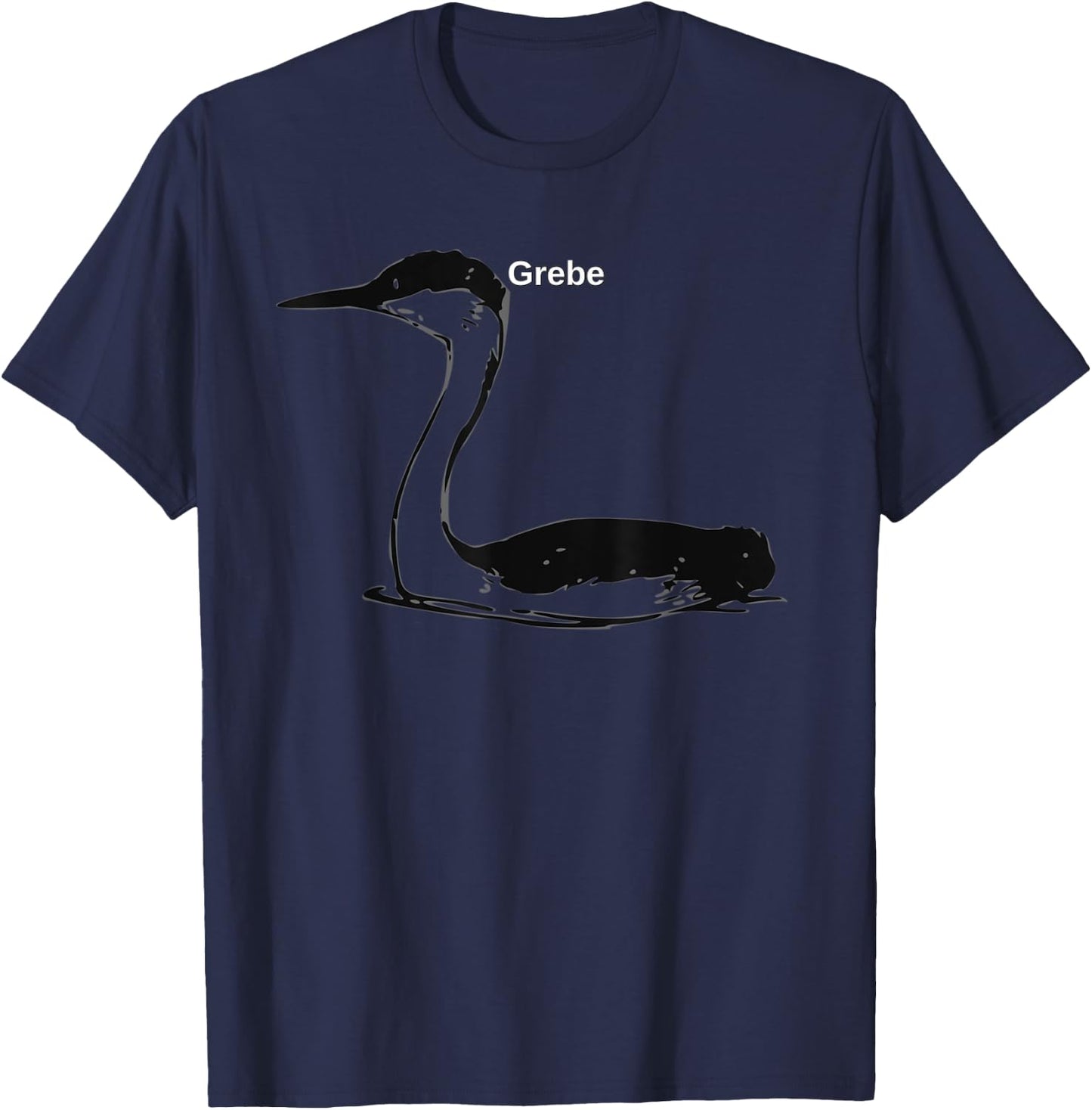 Grebe Bird Aquatic Art Illustration T-Shirt - T-Shirt | Navy