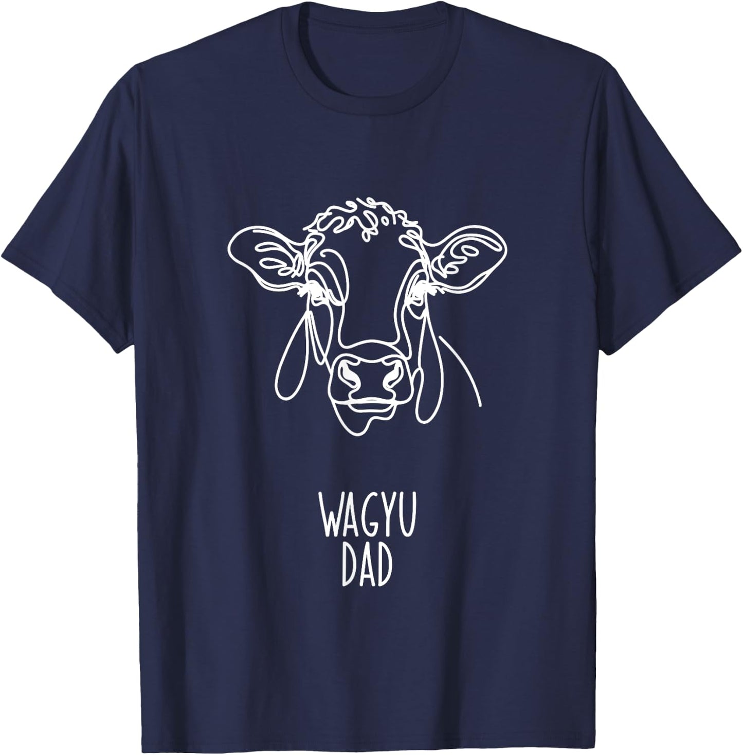 Line Art Best Cow Dad Men - Wagyu T-Shirt - T-Shirt | Navy