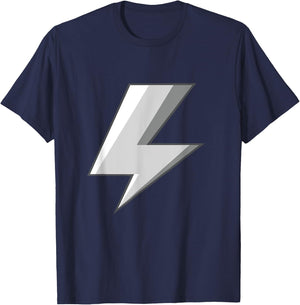 Lightning Bolt White Grey Easy Halloween Costume T-Shirt - T-Shirt | Navy