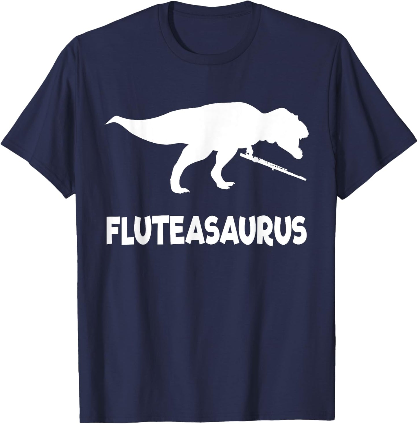 Funny Fluteasaurus Flute Dinosaur (Flute Shirt) T-Shirt - T-Shirt | Navy