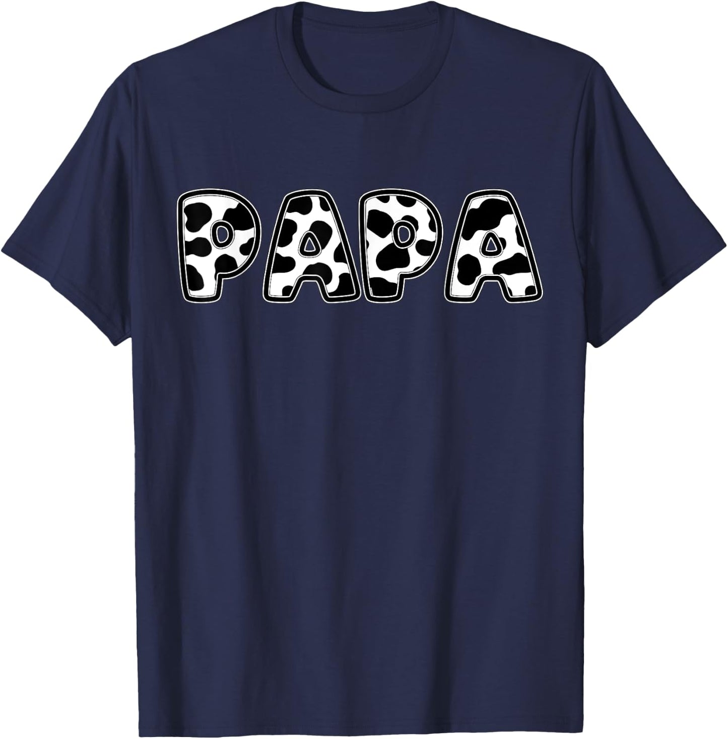 Papa Cow Print Family Matching Father's Day T-Shirt - T-Shirt | Navy