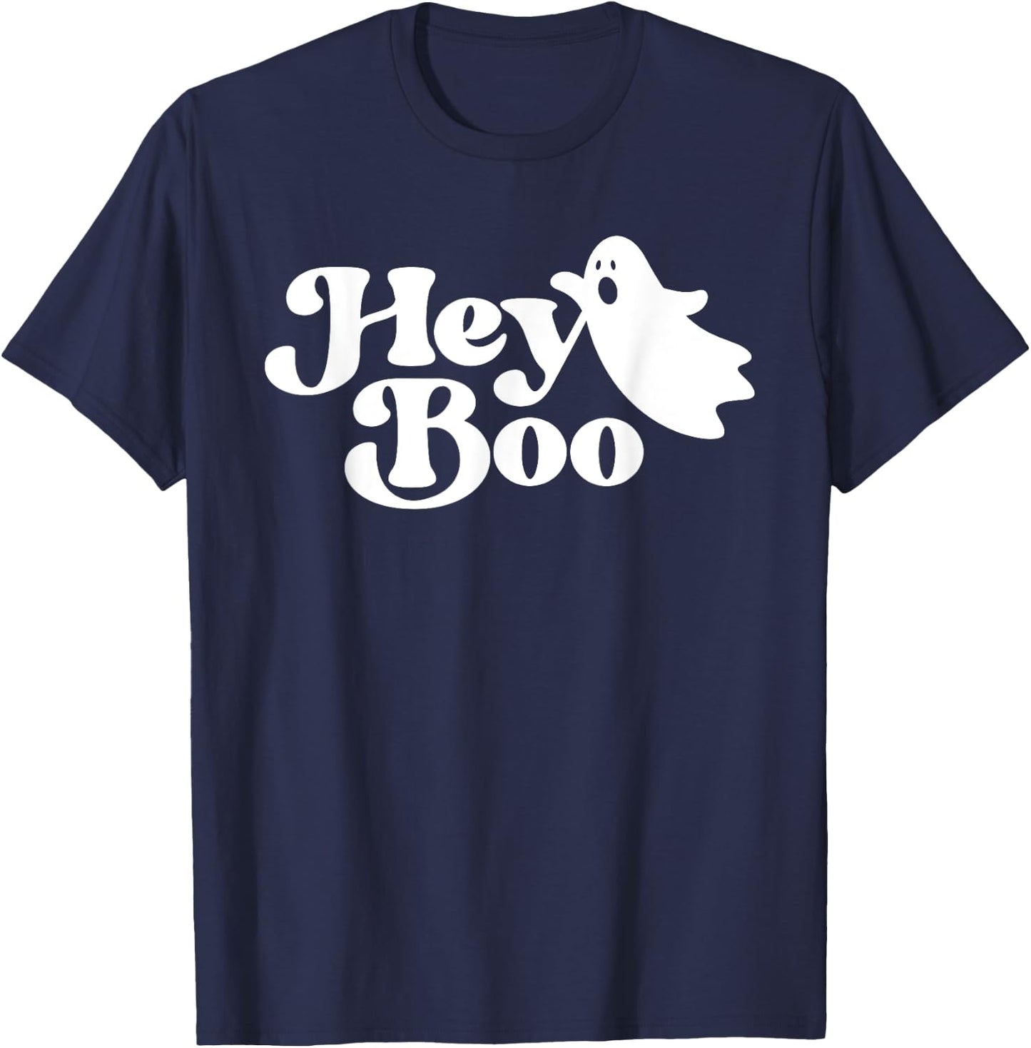 Hey Boo Funny Ghost Halloween Men Women Kids T-Shirt - T-Shirt | Navy