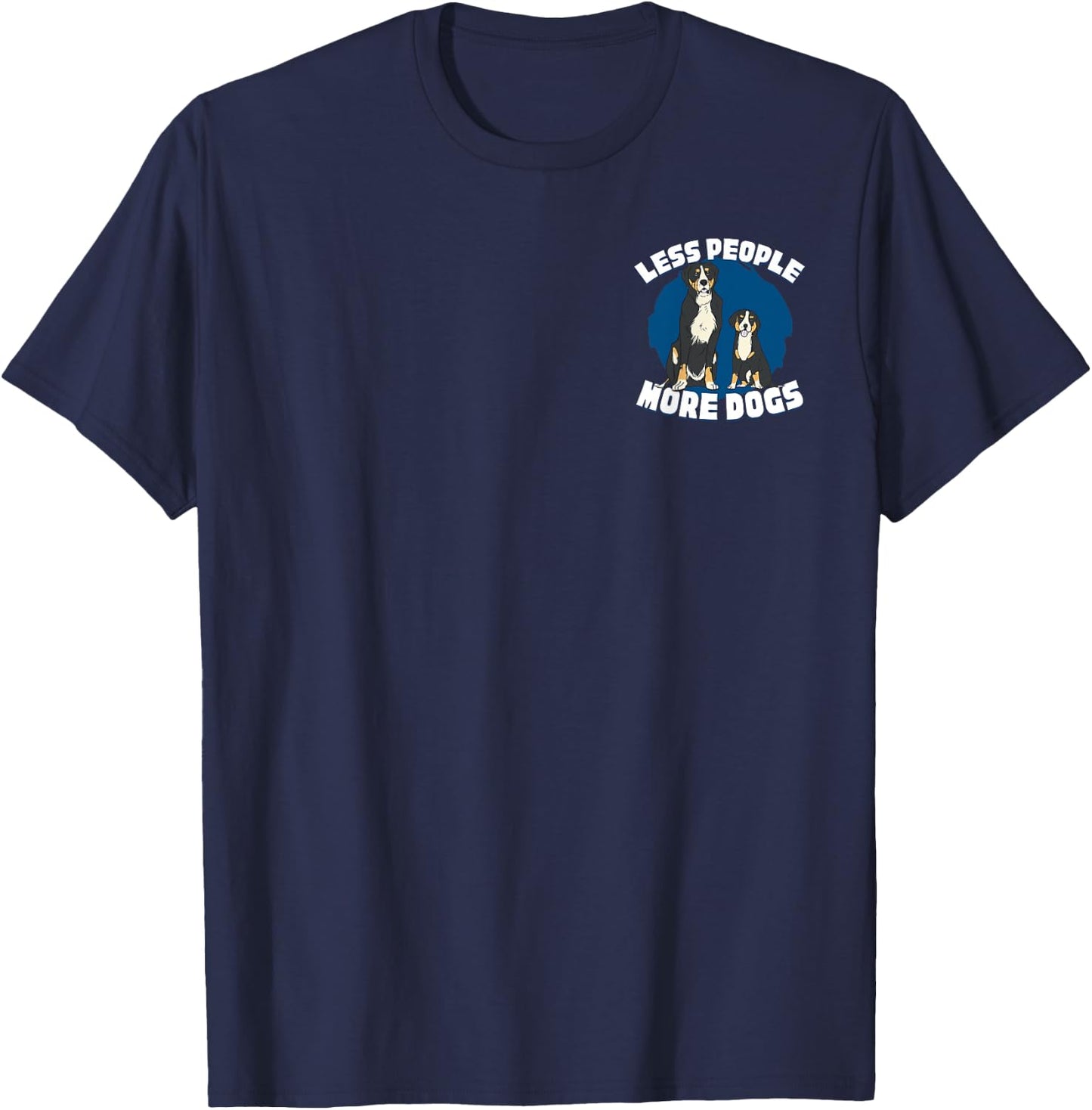 Less People More Dogs Minimalist Dog Lover T-Shirt - T-Shirt | Navy