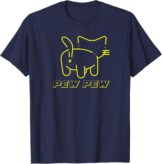 Pew Pew Kitty Funny Solo T-Shirt - T-Shirt | Navy