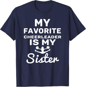 My Favorite Cheerleader Is My Sister Shirt Cheer T-Shirt - T-Shirt | Navy