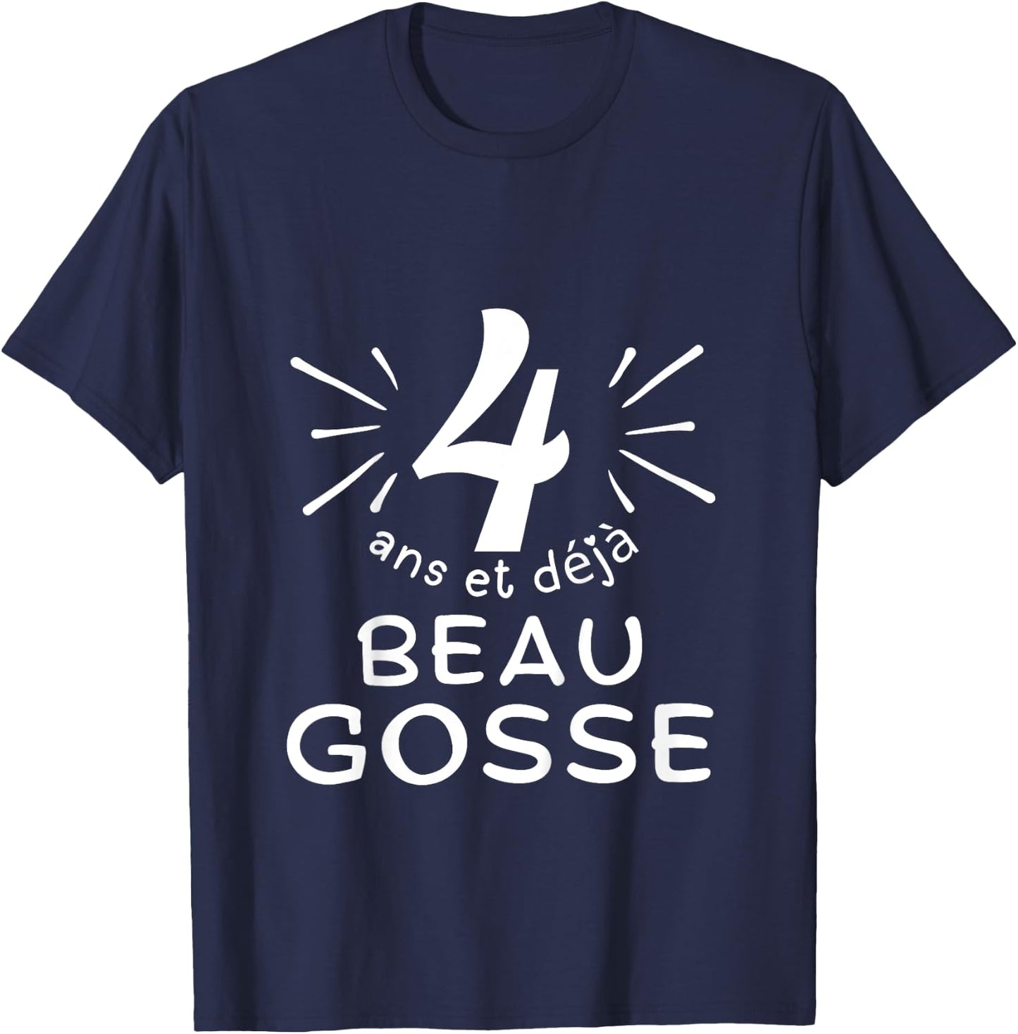 Child 4 years old and already handsome kid. phrase humor for gift boy , Black, 2 T-Shirt - T-Shirt | Navy