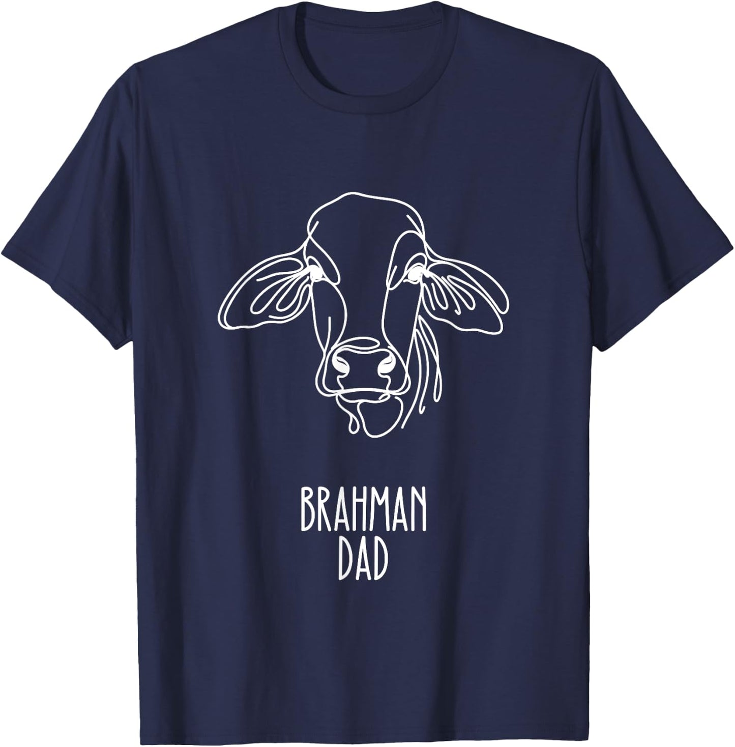 Line Art Best Cow Dad Men - Brahman T-Shirt - T-Shirt | Navy