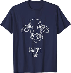 Line Art Best Cow Dad Men - Brahman T-Shirt - T-Shirt | Navy
