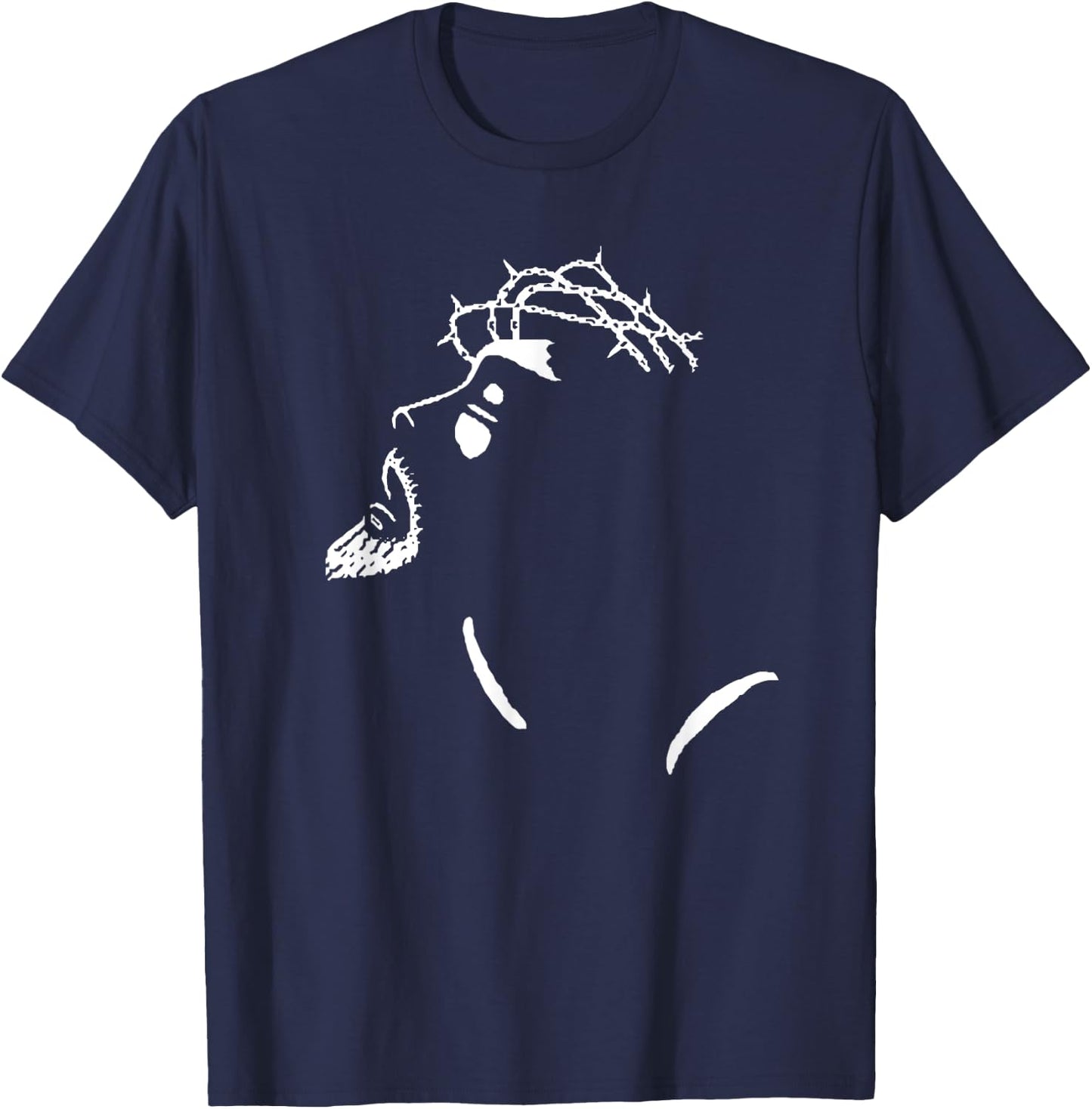 Silhouette Image of Jesus Christ Face Christian Faith Easter T-Shirt - T-Shirt | Navy