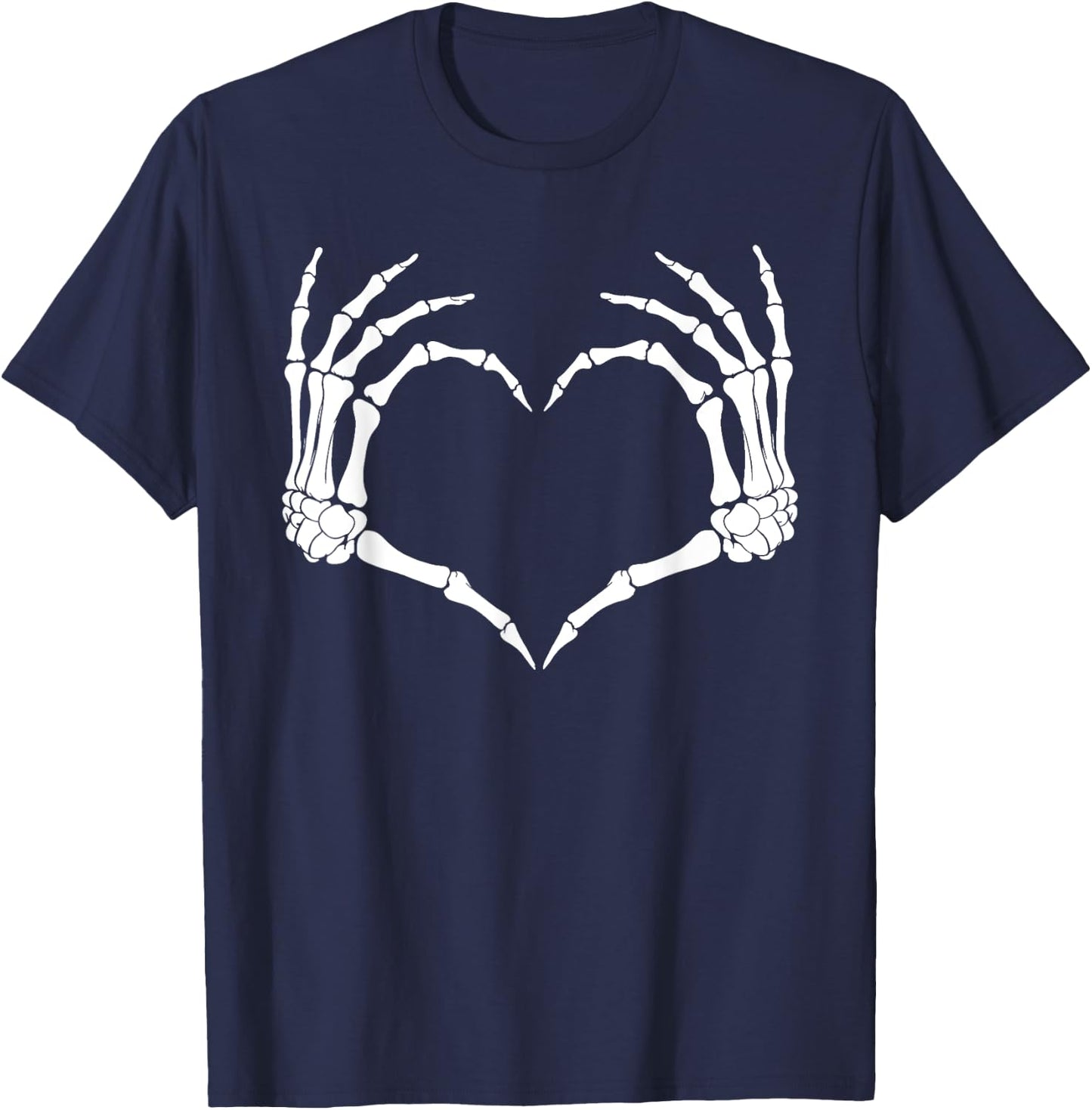 Skeleton Heart Hand Sign Family Women Girl Halloween Costume T-Shirt - T-Shirt | Navy