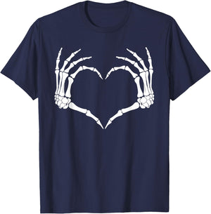 Skeleton Heart Hand Sign Family Women Girl Halloween Costume T-Shirt - T-Shirt | Navy