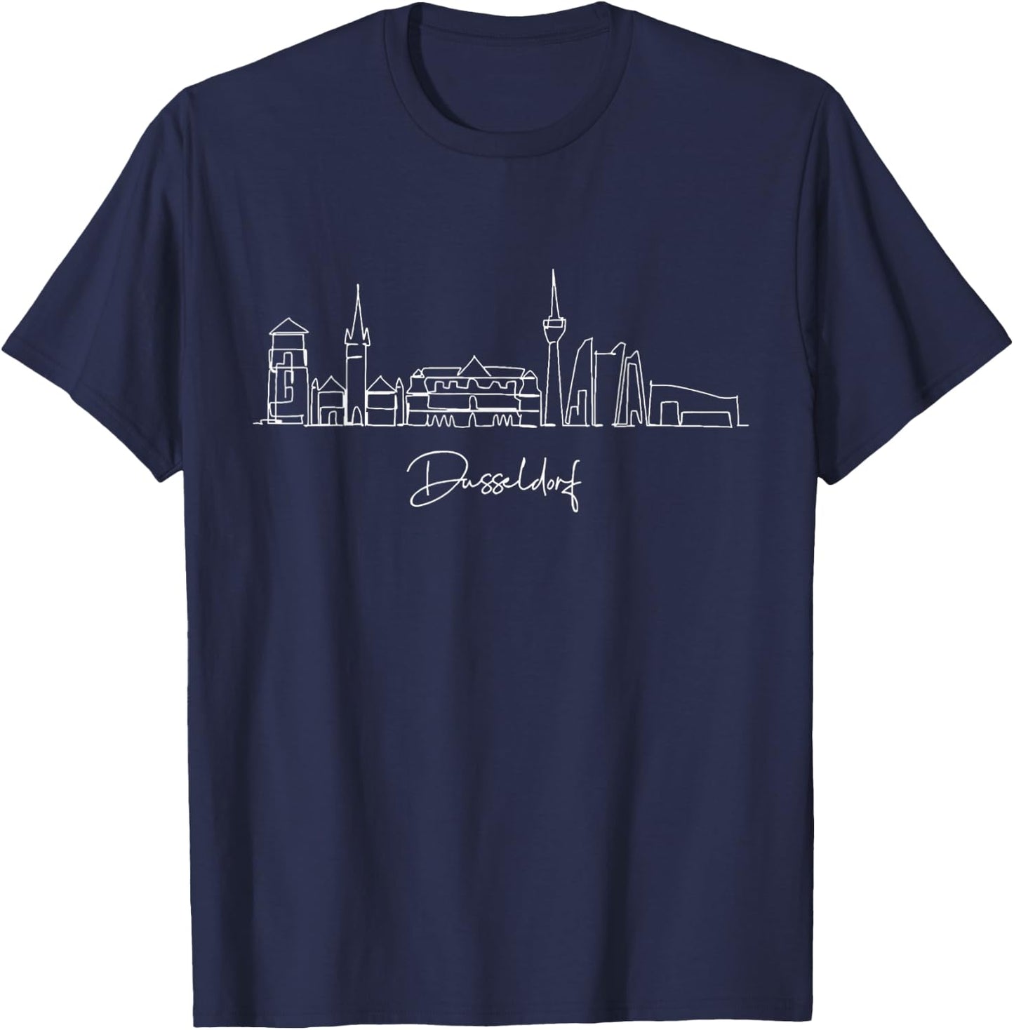 City Skyline Dusseldorf Deutschland T-Shirt - T-Shirt | Navy