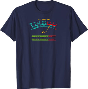 Retro VU Meter Vintage Hi-Fi Audio Stereo Music Sound T-Shirt - T-Shirt | Navy