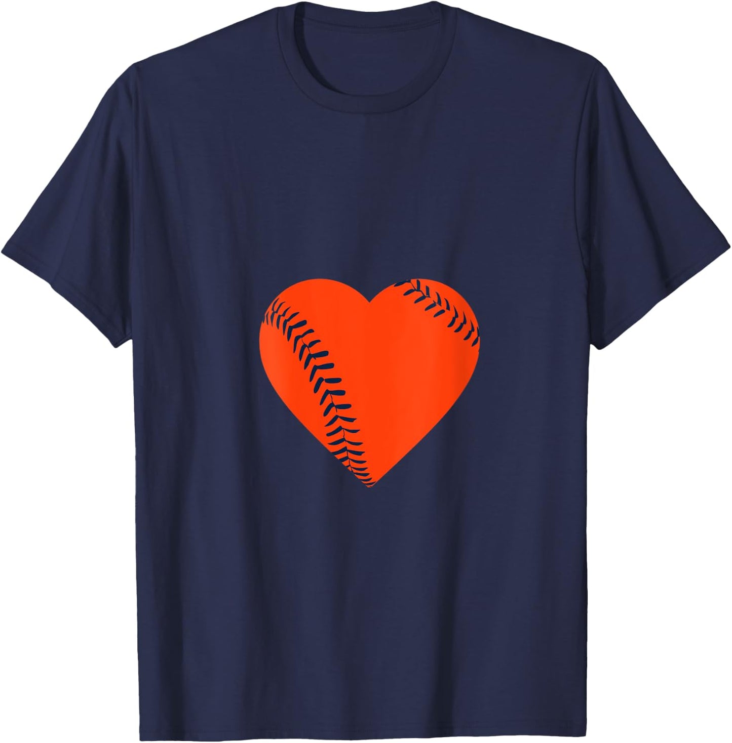 Orange Navy Blue Baseball Heart V-Neck T-Shirt - T-Shirt | Navy