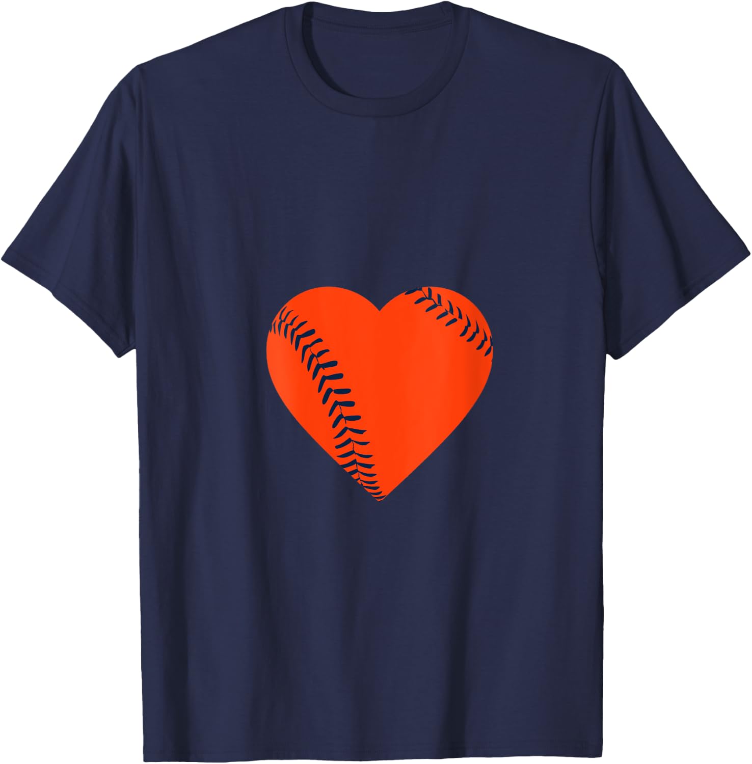Orange Navy Blue Baseball Heart V-Neck T-Shirt - T-Shirt | Navy