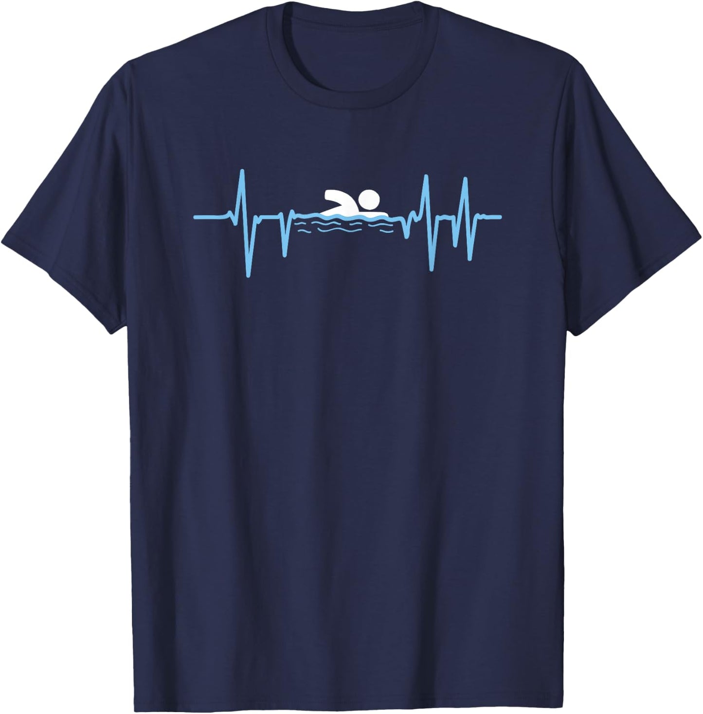 Sports Swimmer Heart Line Funny Swimming T-Shirt - T-Shirt | Navy