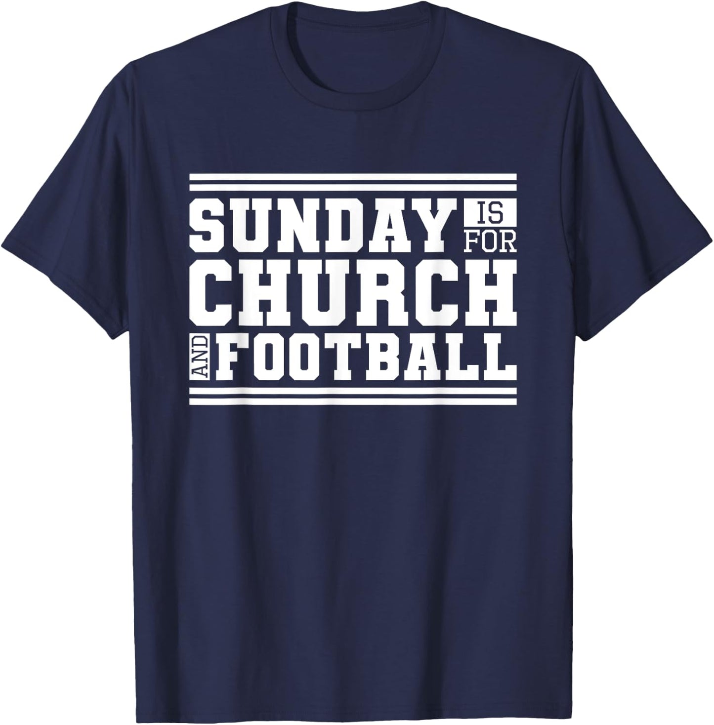 Sunday Is For Church And Football, Christian Jesus Football T-Shirt - T-Shirt | Navy