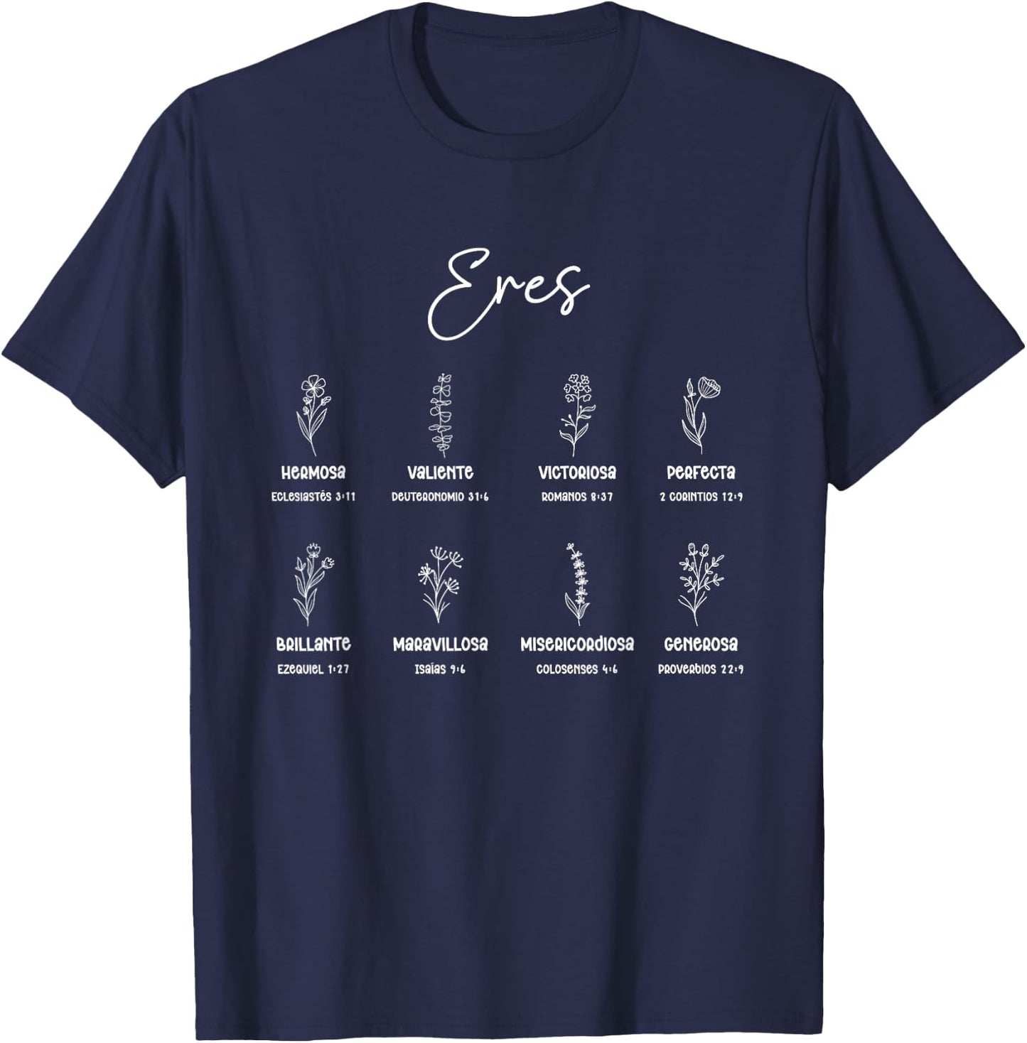 ERES Versículos Bíblicos Cute Christian Women Spanish T-Shirt - T-Shirt | Navy
