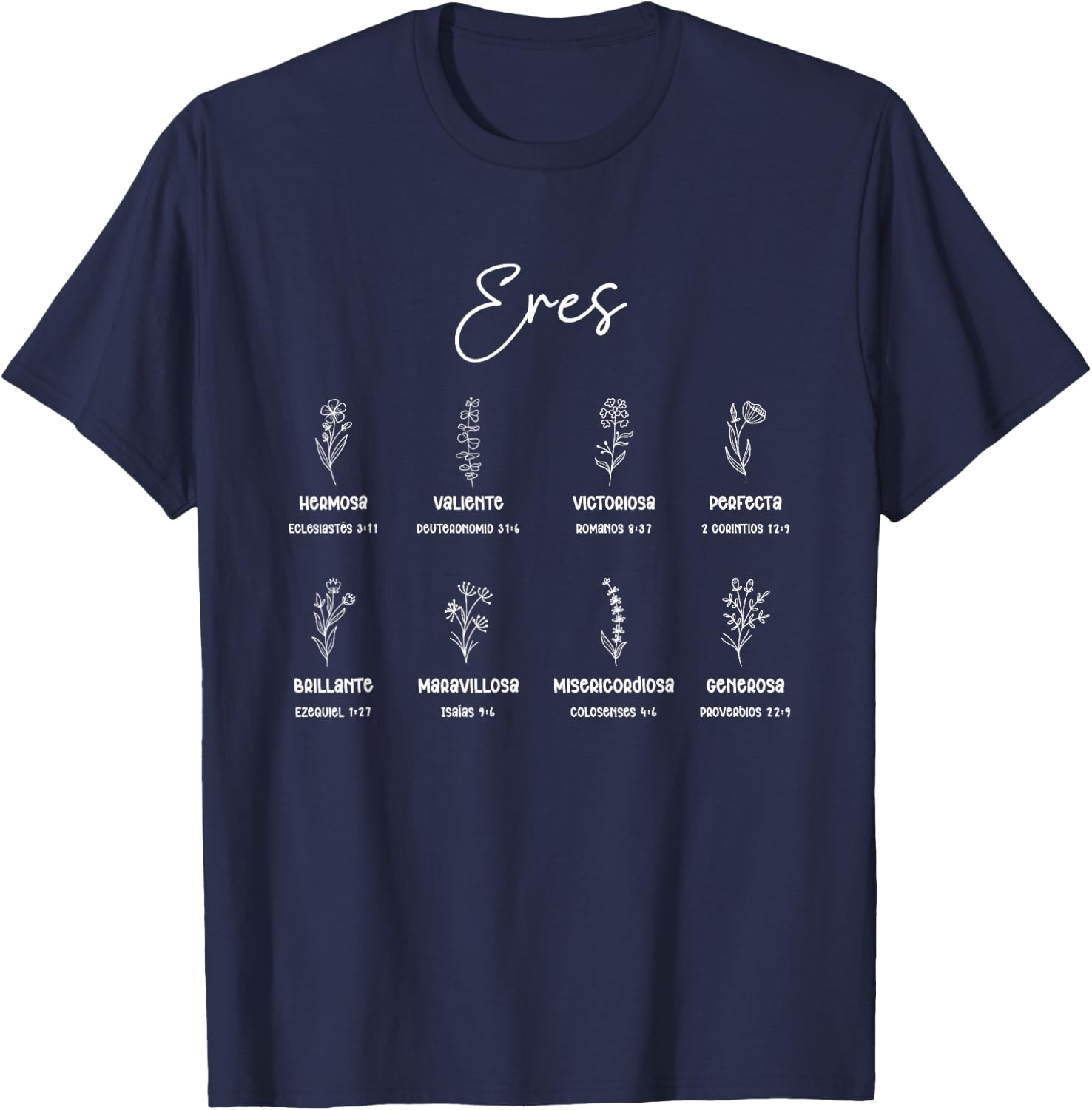 ERES Versículos Bíblicos Cute Christian Women Spanish T-Shirt - T-Shirt | Navy
