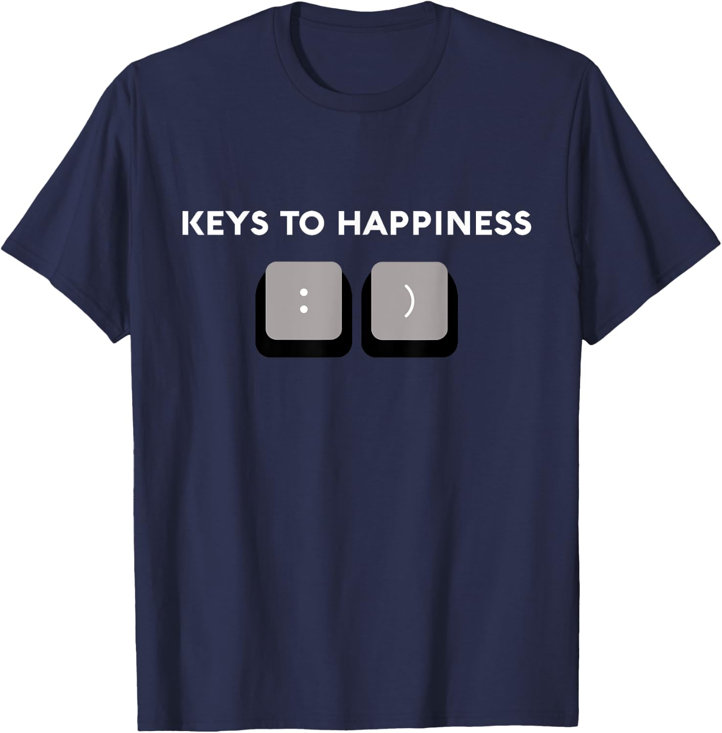 Funny IT Tech Pun Shirts - Keys To Happiness T-Shirt - T-Shirt | Navy