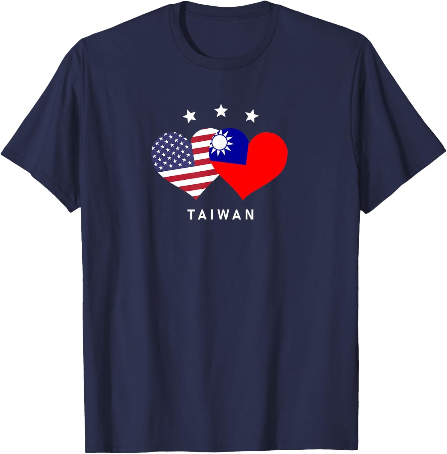 Taiwan Flag USA Flag Love Heart Kids Men T-Shirt - T-Shirt | Navy