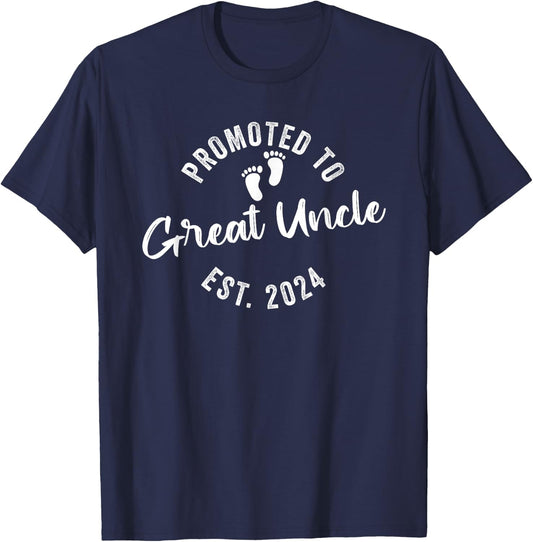 Promoted To Great Uncle 2024 T-Shirt - T-Shirt | Navy