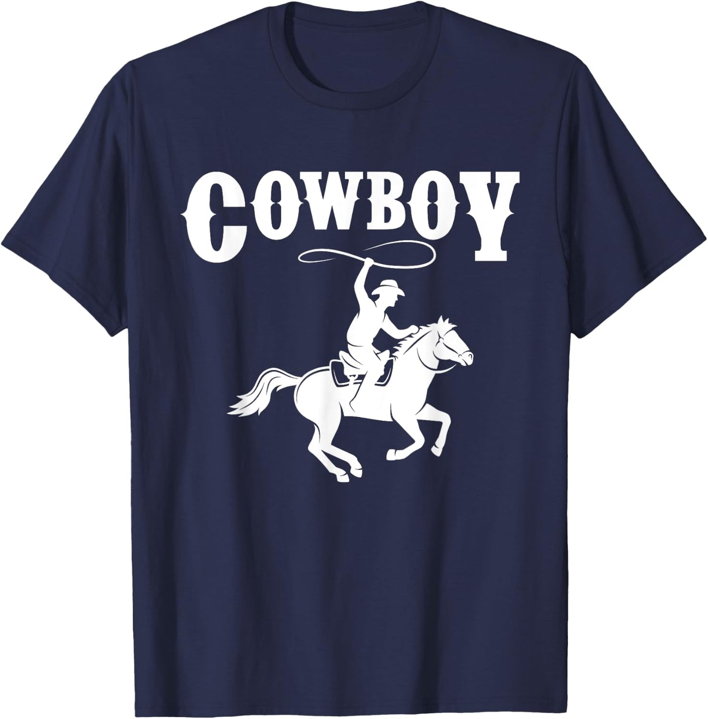 Cowboy Lasso Horse Riding - Wild West Rodeo Stampede T-Shirt - T-Shirt | Navy