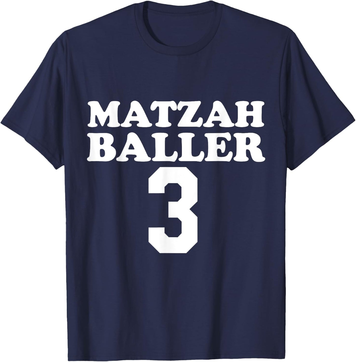 MATZAH BALLERS 3 Funny Jewish Pun Basketball Team Jersey T-Shirt - T-Shirt | Navy