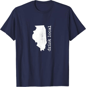 Drink Local Illinois Craft Beer Brewery Enthusiast T-Shirt - T-Shirt | Navy
