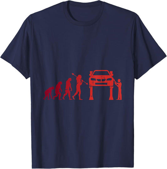KFZ Mechaniker Evolution Werkstatt Automechaniker T-Shirt - T-Shirt | Navy
