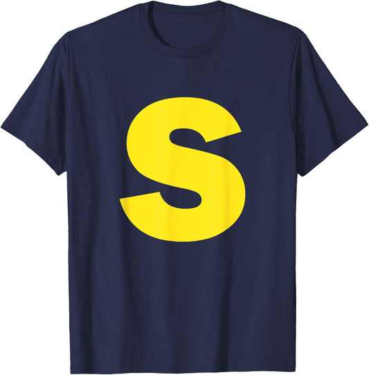 Letter S Yellow Halloween Costume Fancy Dress Christmas Party T-Shirt - T-Shirt | Navy