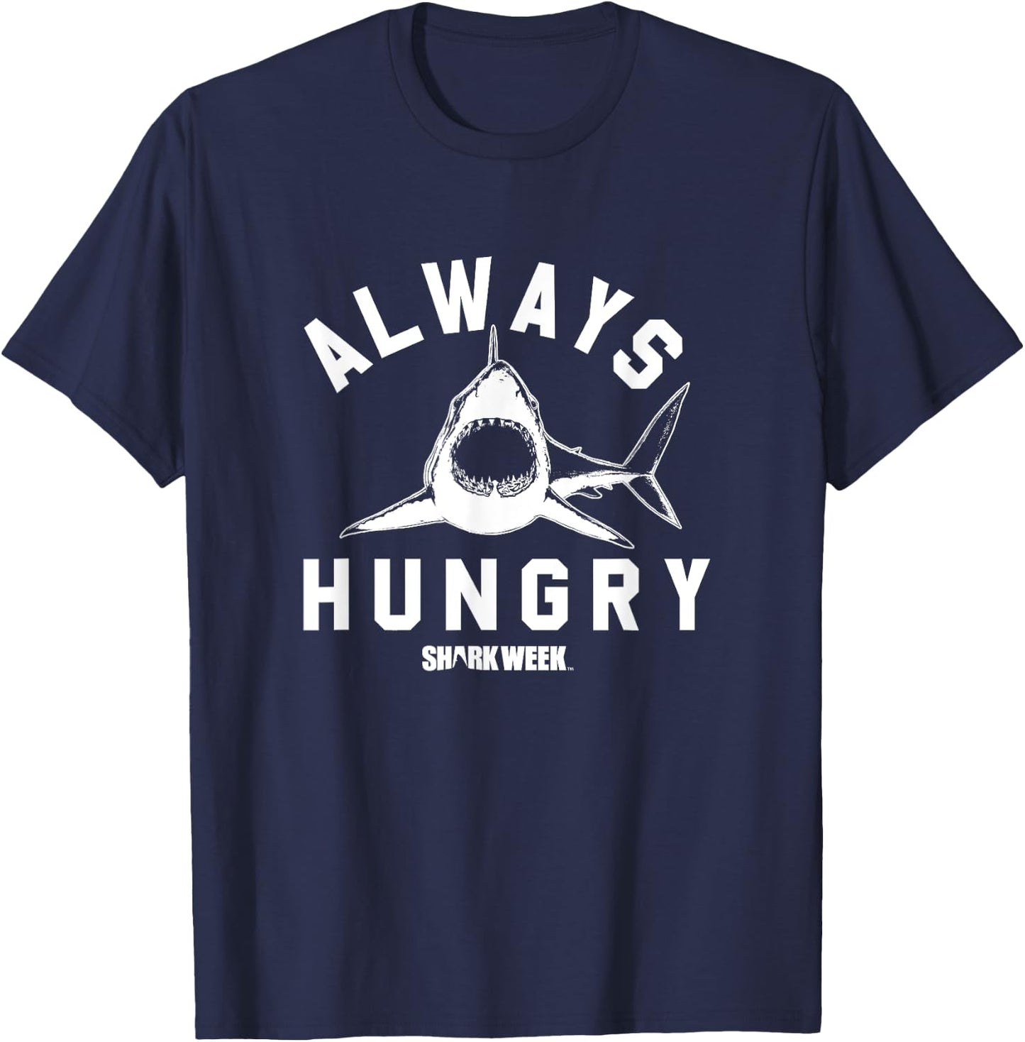 Shark Week Always Hungry Vintage Great White Bold Logo T-Shirt - T-Shirt | Navy