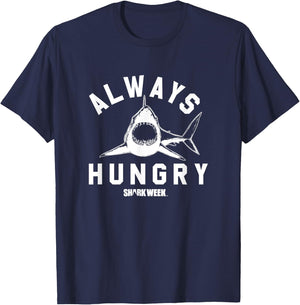 Shark Week Always Hungry Vintage Great White Bold Logo T-Shirt - T-Shirt | Navy