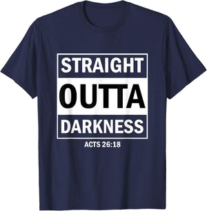 Straight Outta Darkness Biblical Verse T-Shirt - T-Shirt | Navy