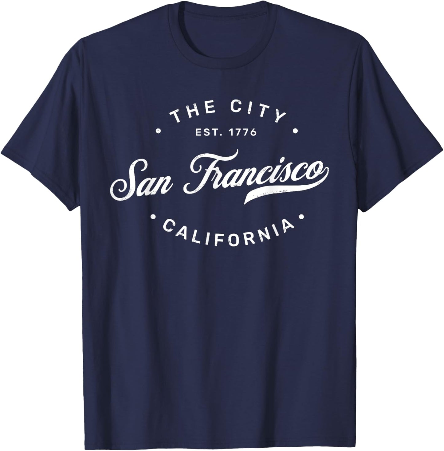 Classic Retro Vintage Distressed San Francisco California SF T-Shirt - T-Shirt | Navy