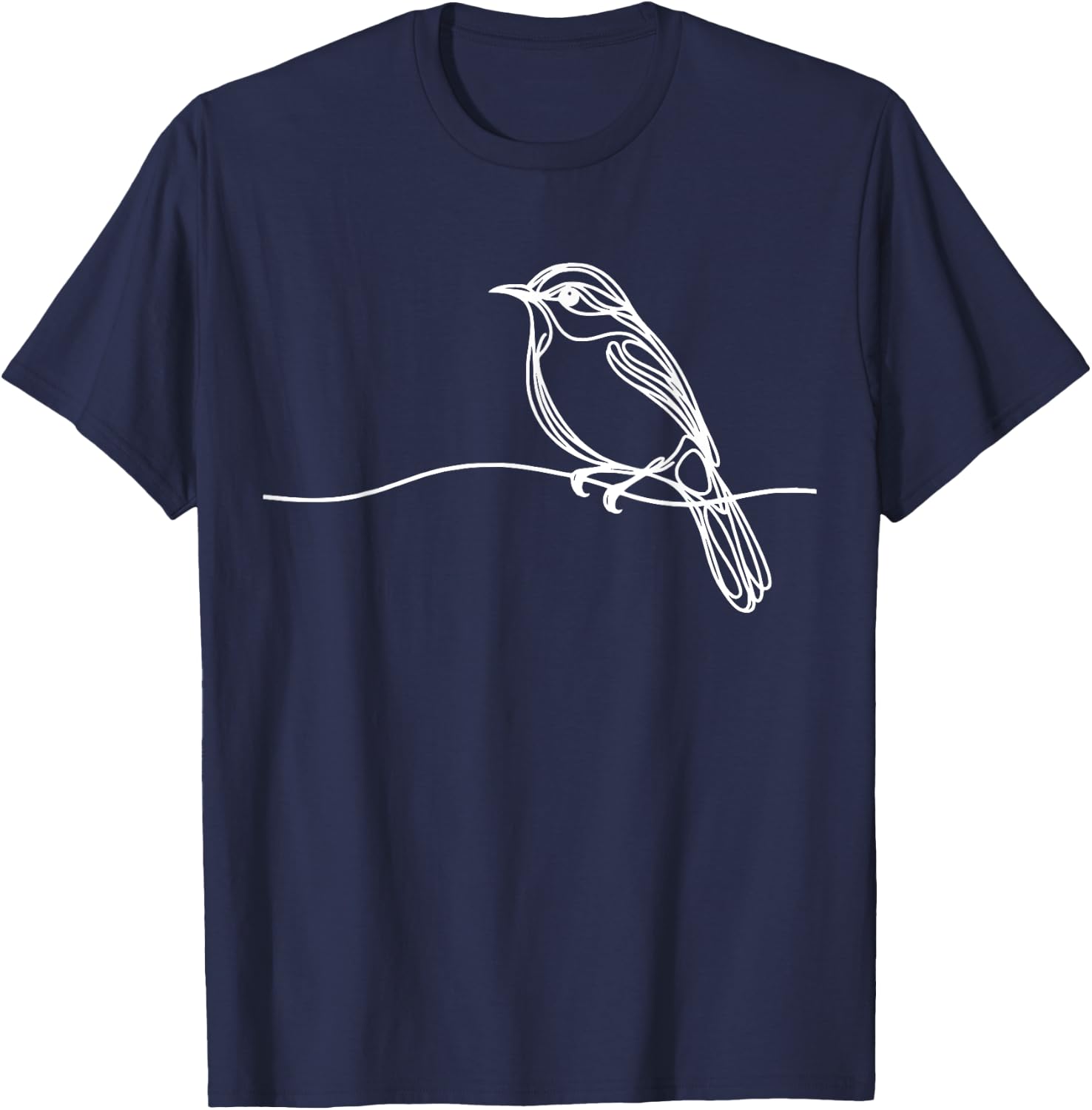 Line Art Bird & Ornithologist Bicolored Antbird T-Shirt - T-Shirt | Navy