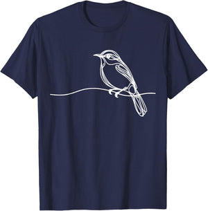 Line Art Bird & Ornithologist Bicolored Antbird T-Shirt - T-Shirt | Navy