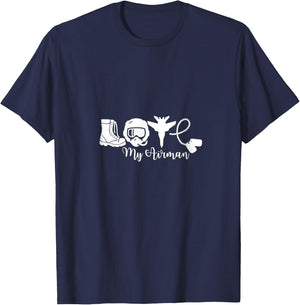 Love My Airman Proud Mom Wife friend Family Air Force T-Shirt - T-Shirt | Navy