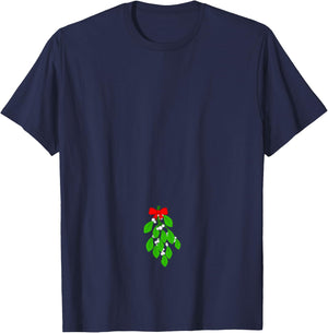 Christmas Mistletoe Below The Belt Funny Adult Humor T-Shirt - T-Shirt | Navy