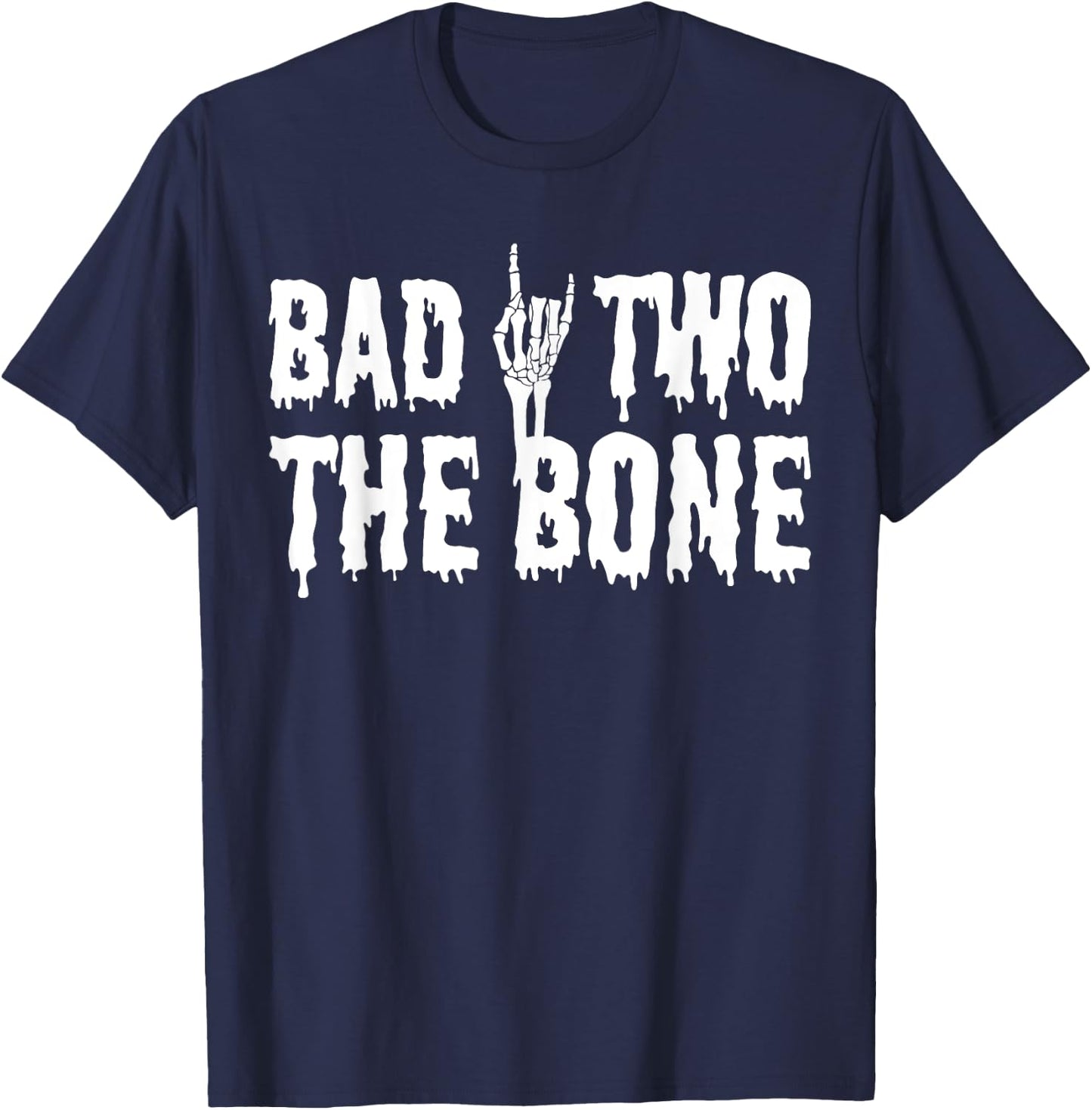 Bad Two the Bone 2nd Birthday 2 Years Old Gothic Birthday T-Shirt - T-Shirt | Navy