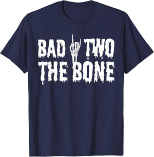 Bad Two the Bone 2nd Birthday 2 Years Old Gothic Birthday T-Shirt - T-Shirt | Navy