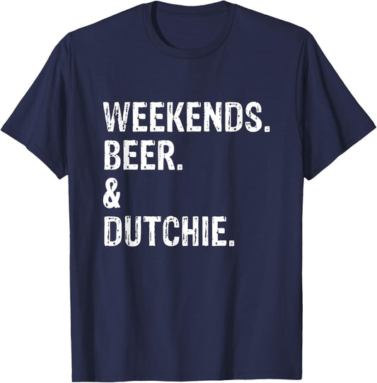 Weekends Beer and Dutchie Funny Summer Dutch Shepherd Dog Men Women T-Shirt - T-Shirt | Navy